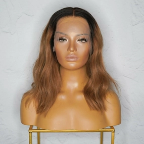 ANEESHA Brown Ombre Human Hair Lace Front Wig