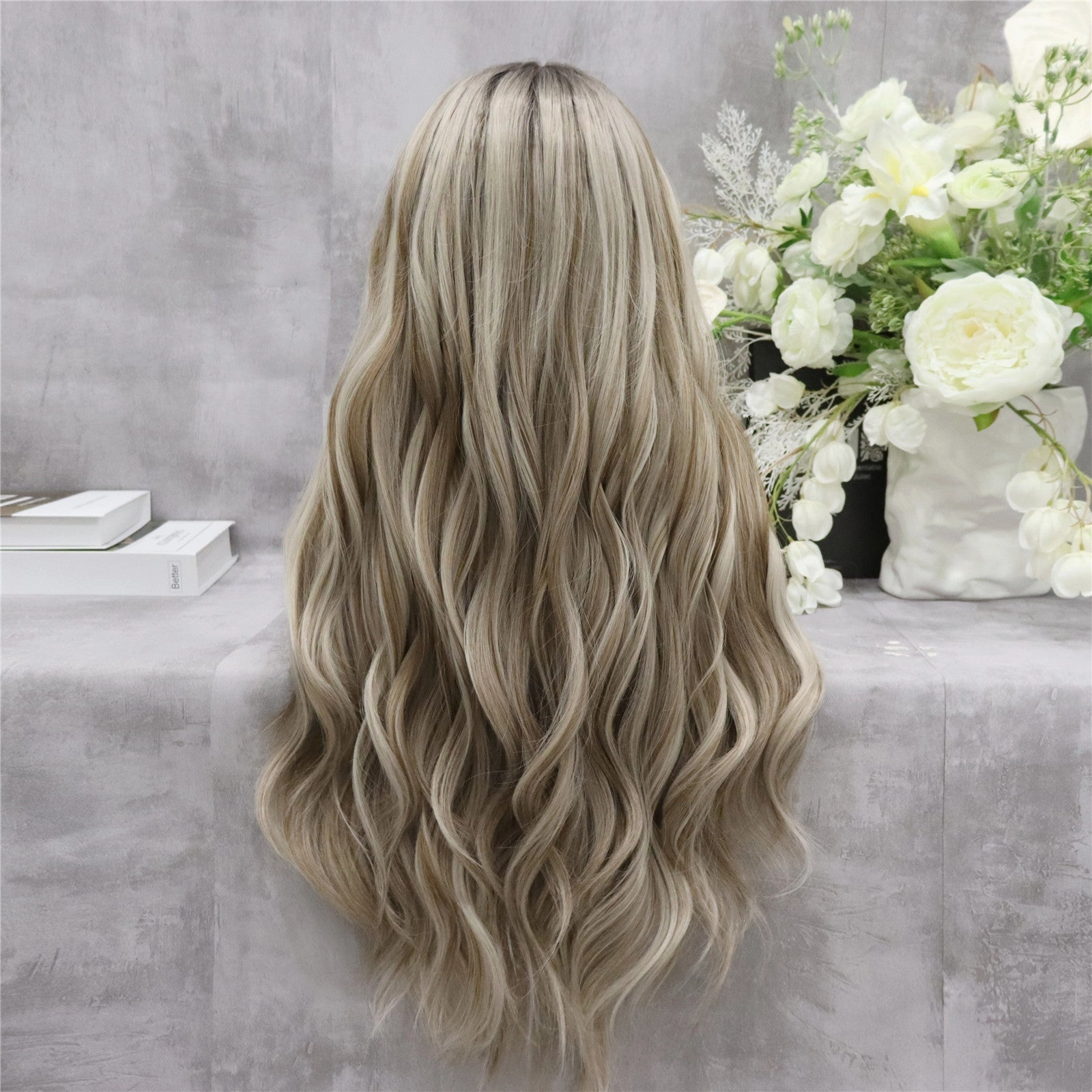 Angela Collection-Chloe Imstyle ash brown with highlight darkroot T-part lace front wig