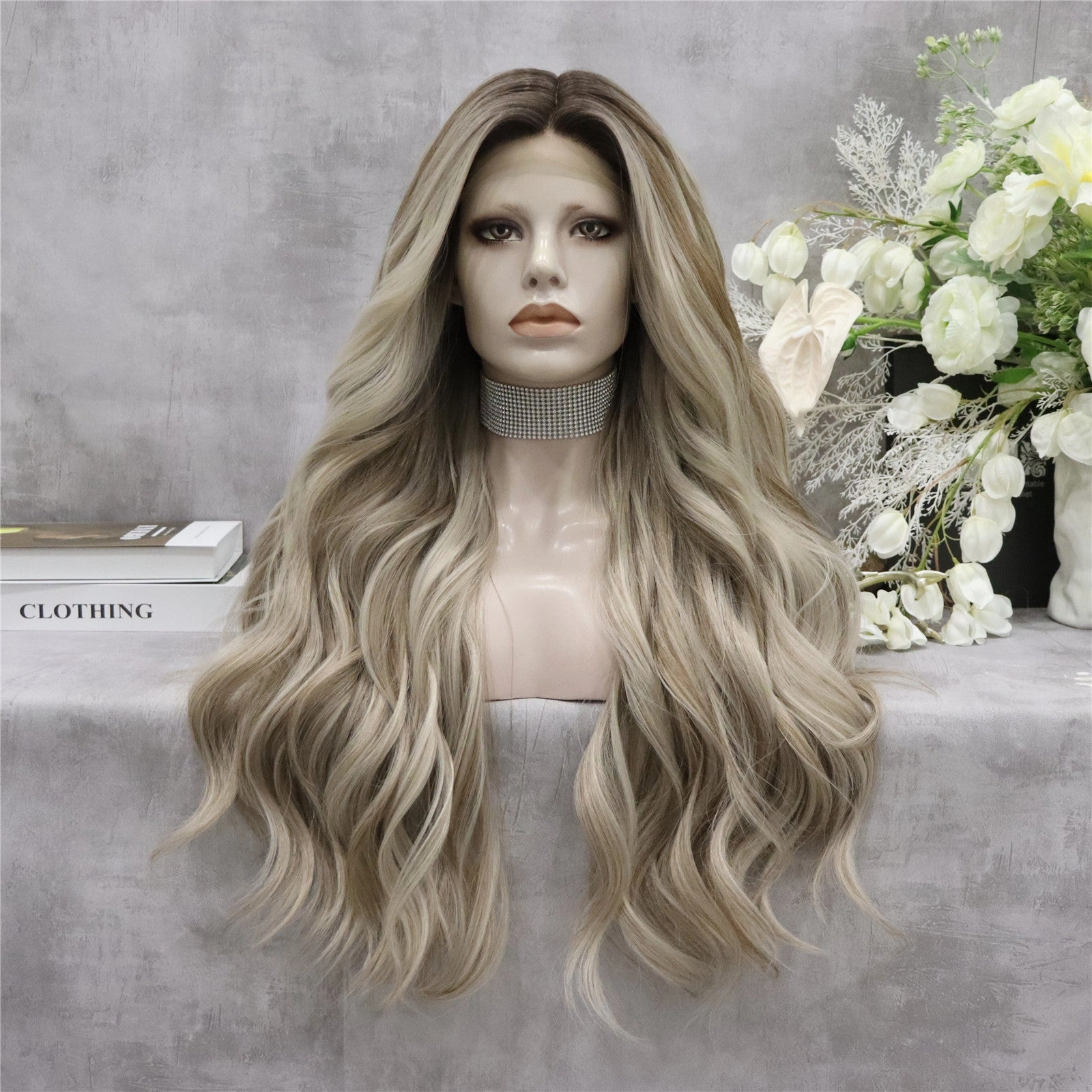 Angela Collection-Chloe Imstyle ash brown with highlight darkroot T-part lace front wig