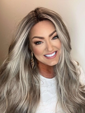 Angela Collection-Chloe Imstyle ash brown with highlight darkroot T-part lace front wig