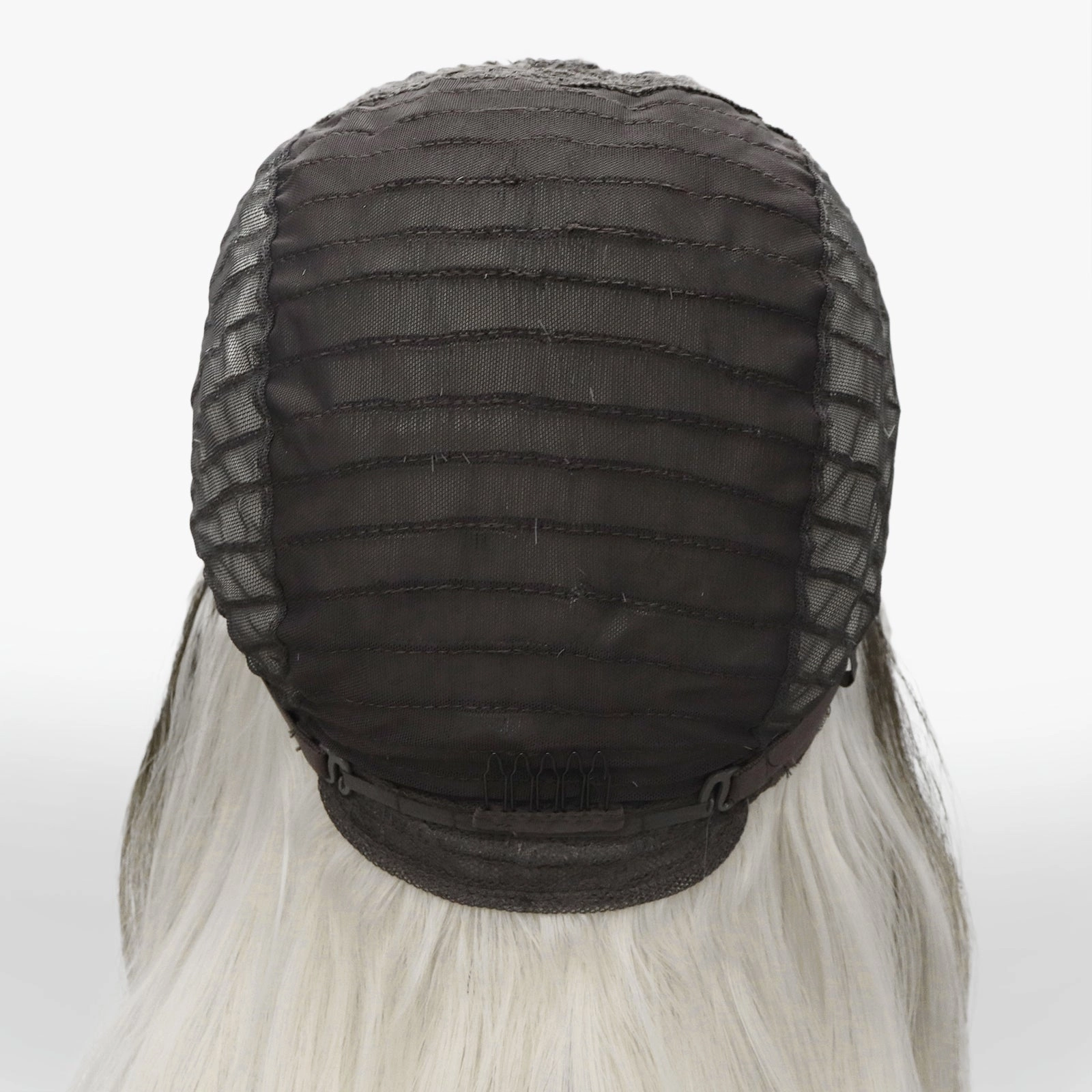 April Dark Roots Ombre Silver Grey to Blonde Wavy Synthetic Lace Wig