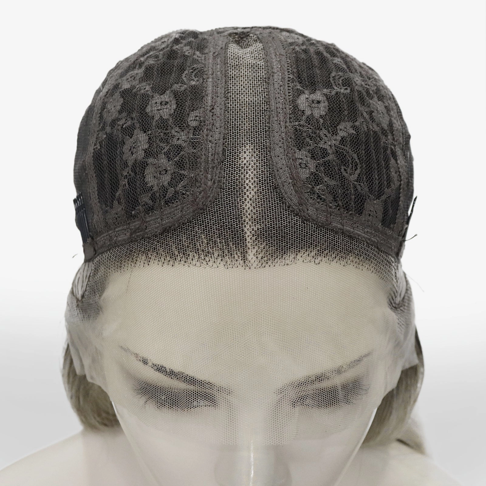April Dark Roots Ombre Silver Grey to Blonde Wavy Synthetic Lace Wig