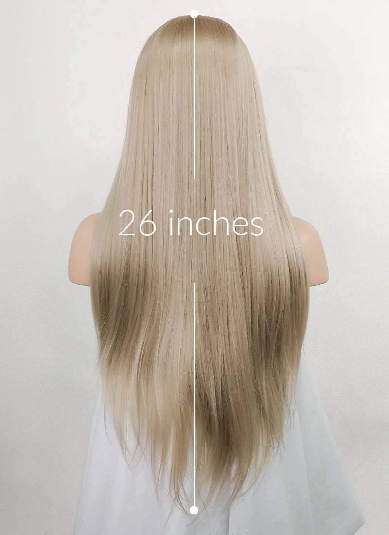 Ash Blonde Straight Lace Front Synthetic Wig LFK5536