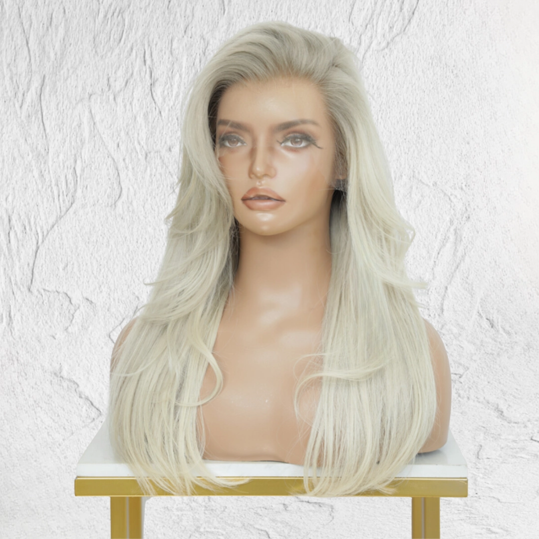 ASH Root Blonde Human Hair Lace Front Wig