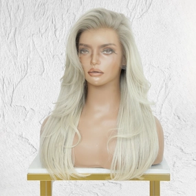 ASH Root Blonde Human Hair Lace Front Wig