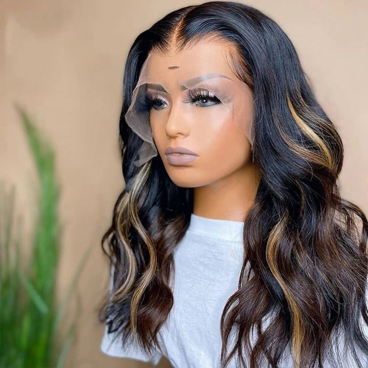 Balayage Blonde Body Wave 13x4/4x4 HD Lace Front Wig For Women Highlight Pre Plucked Hairline Human Hair Wigs