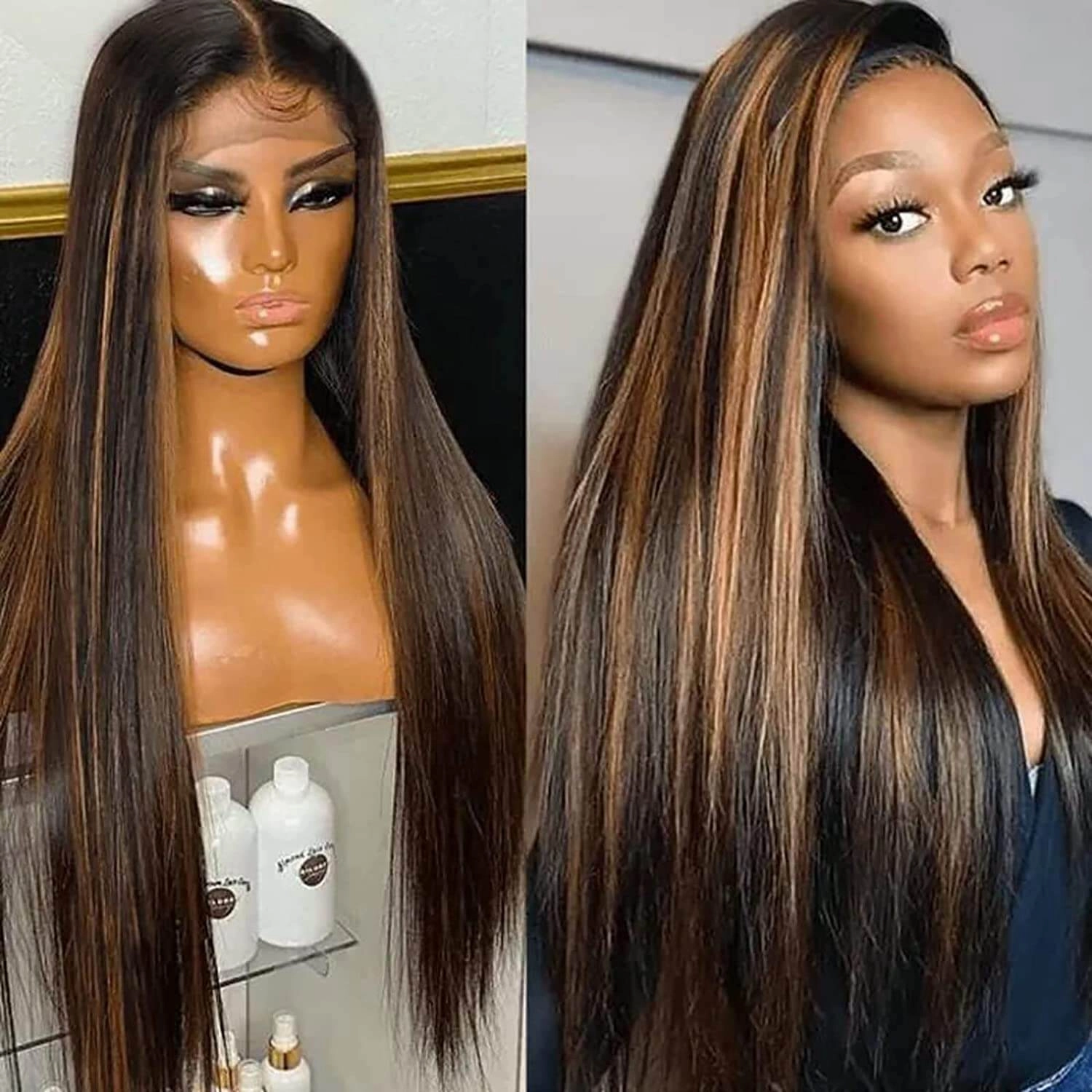 Balayage Blonde Highlight 4x4/13x4 Hd Lace Wig Straight/Body Wave Human Hair Wigs With Brown Highlights-Geeta Hair