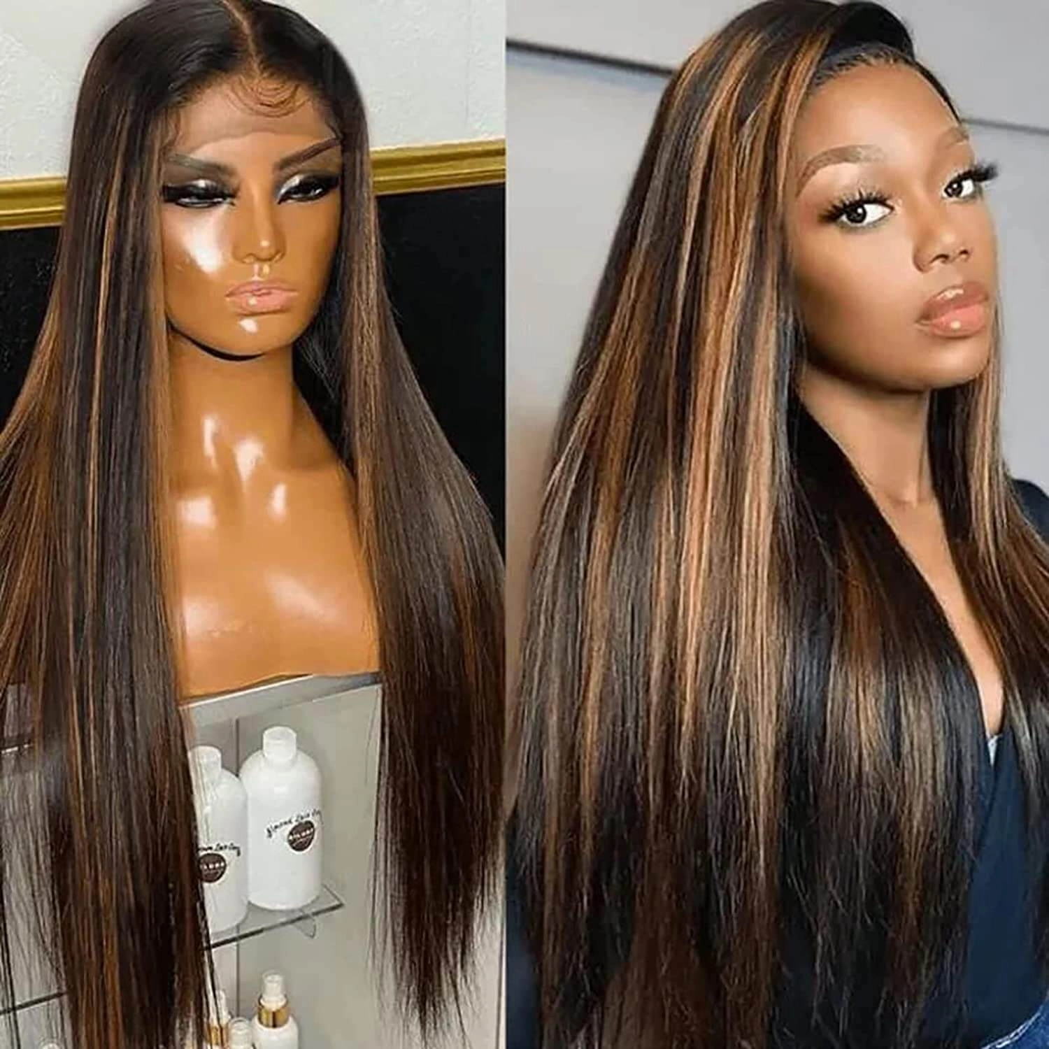 Balayage Blonde Highlight 4x4/13x4 Hd Lace Wig Straight/Body Wave Human Hair Wigs With Brown Highlights-Geeta Hair