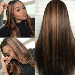 Balayage Blonde Highlight 4x4/13x4 Hd Lace Wig Straight/Body Wave Human Hair Wigs With Brown Highlights-Geeta Hair