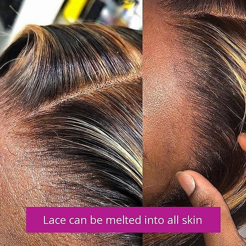 Balayage Blonde Highlight 4x4/13x4 Hd Lace Wig Straight/Body Wave Human Hair Wigs With Brown Highlights-Geeta Hair
