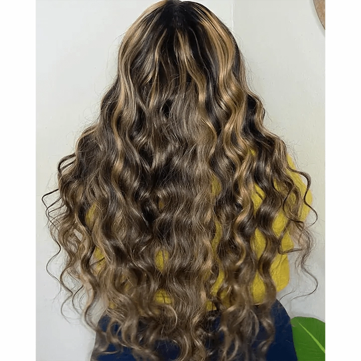 Balayage Highlight Lace Front Wig Body Wave Glueless Human Hair Wigs 180% Density-GeetaHair