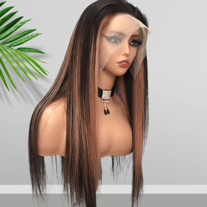 Balayage Pink Long Straight Hair Glueless 4x4/13x4 HD Lace Front Human Hair Wigs Funky Color Highlights Wig-Geeta Hair