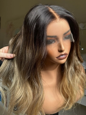 BETH Ombre Brown Human Hair Lace Front Wig ** READY TO SHIP **