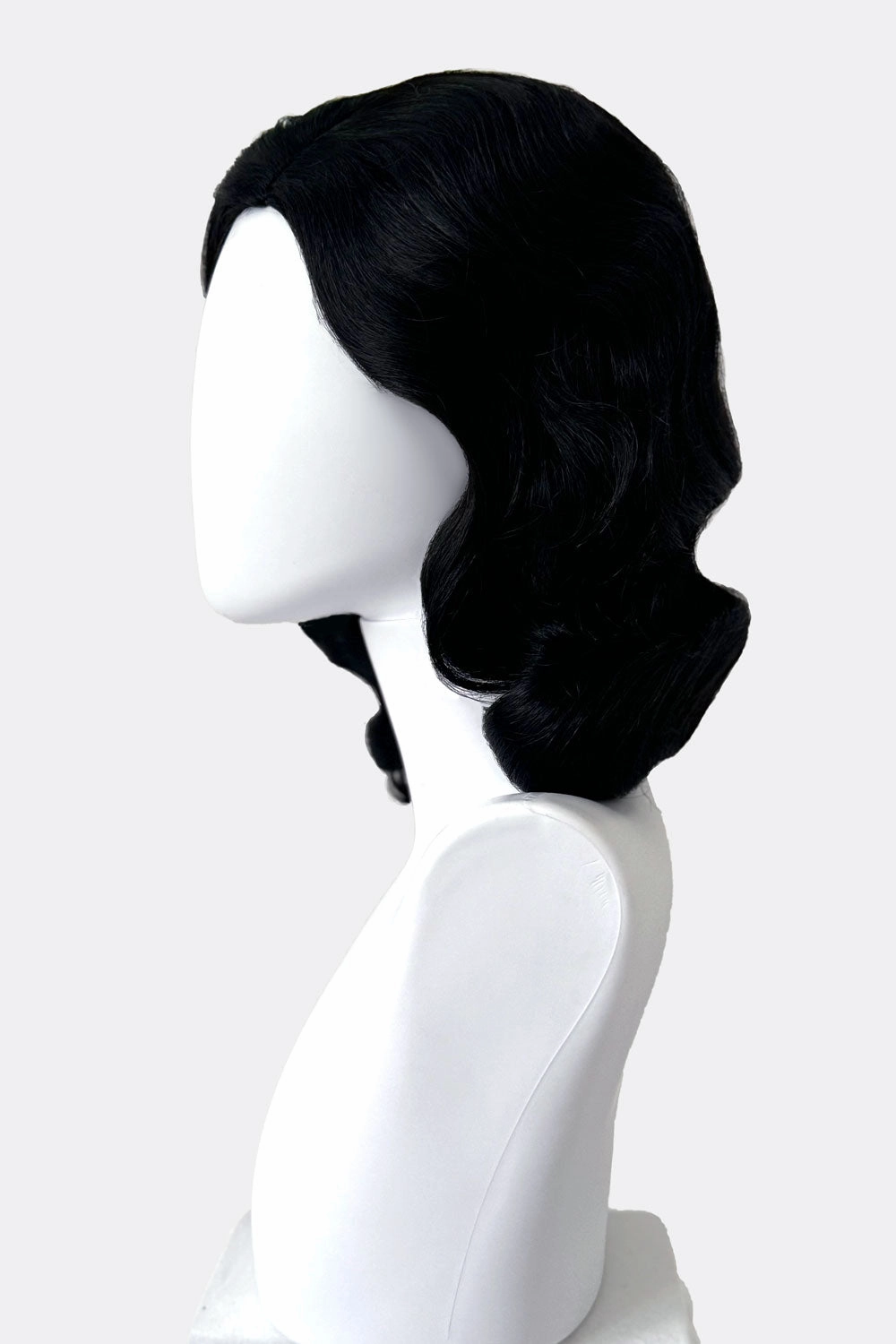 Black 40s style wig with beautiful marcel waves: Dita