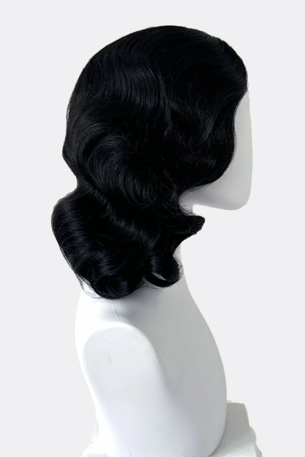 Black 40s style wig with beautiful marcel waves: Dita