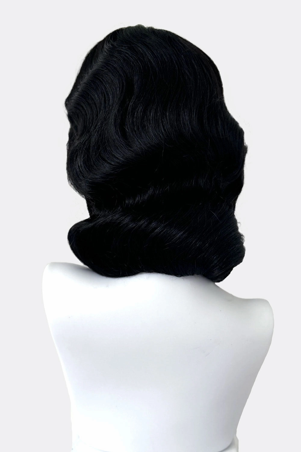 Black 40s style wig with beautiful marcel waves: Dita