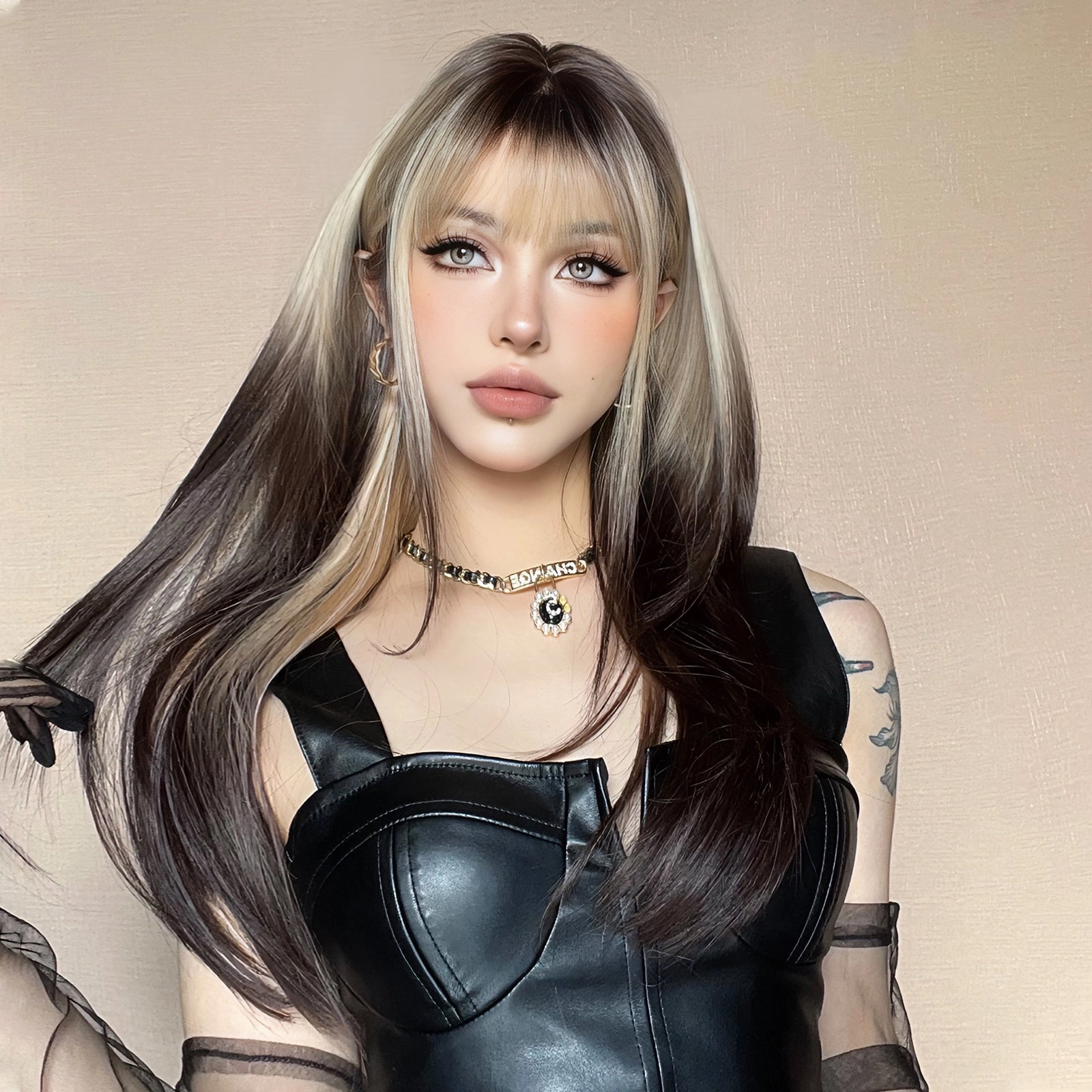 Black and Platinum Blonde Split Wig - MARKETPLACE