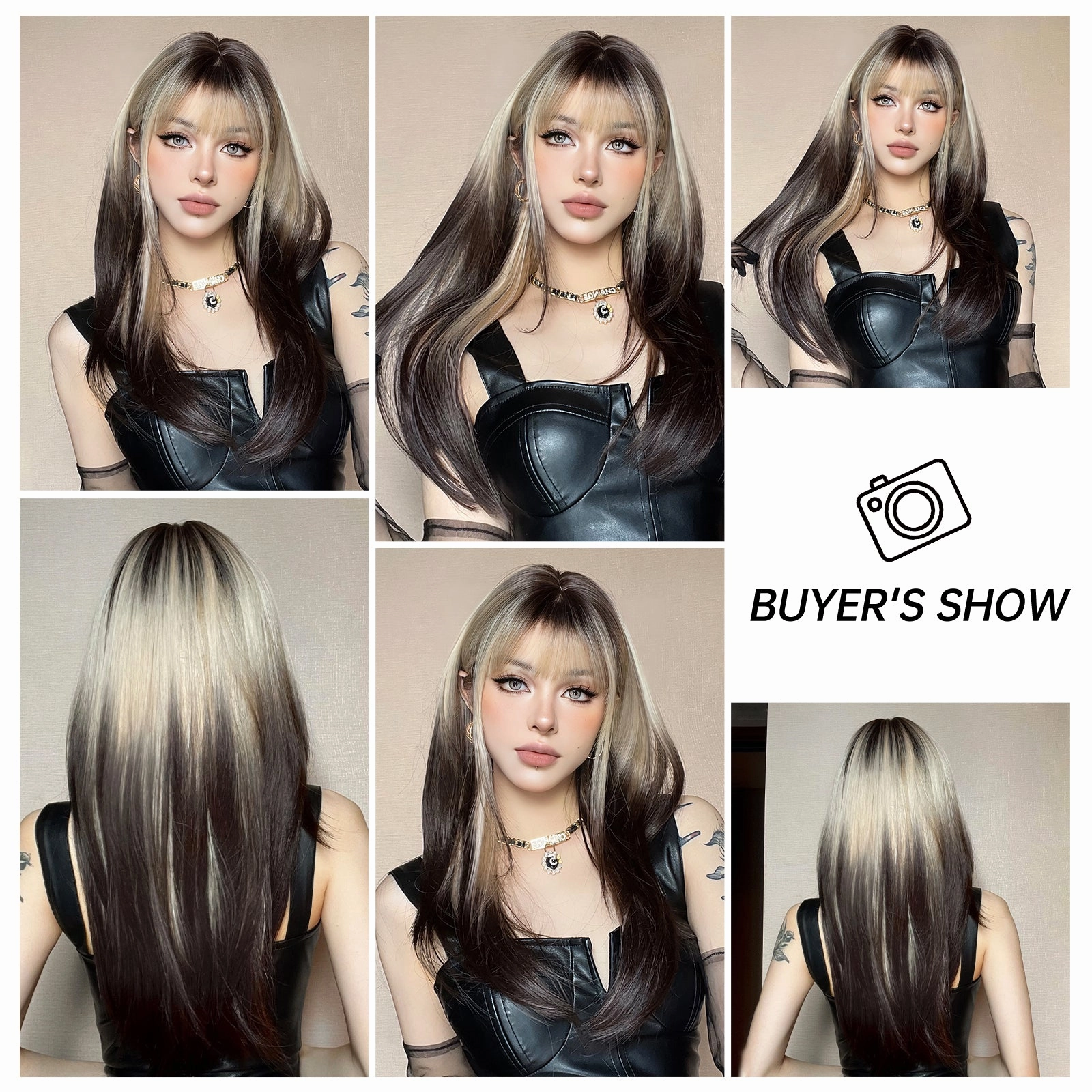 Black and Platinum Blonde Split Wig - MARKETPLACE
