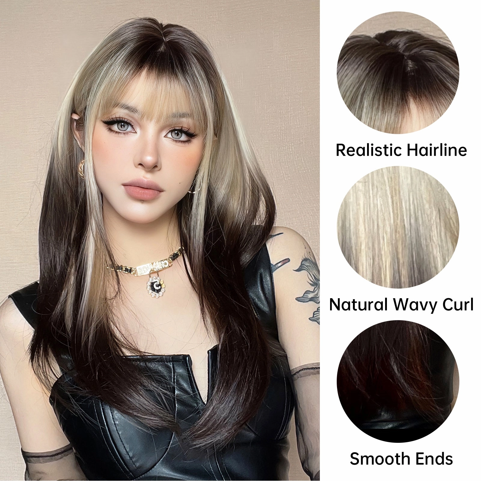 Black and Platinum Blonde Split Wig - MARKETPLACE