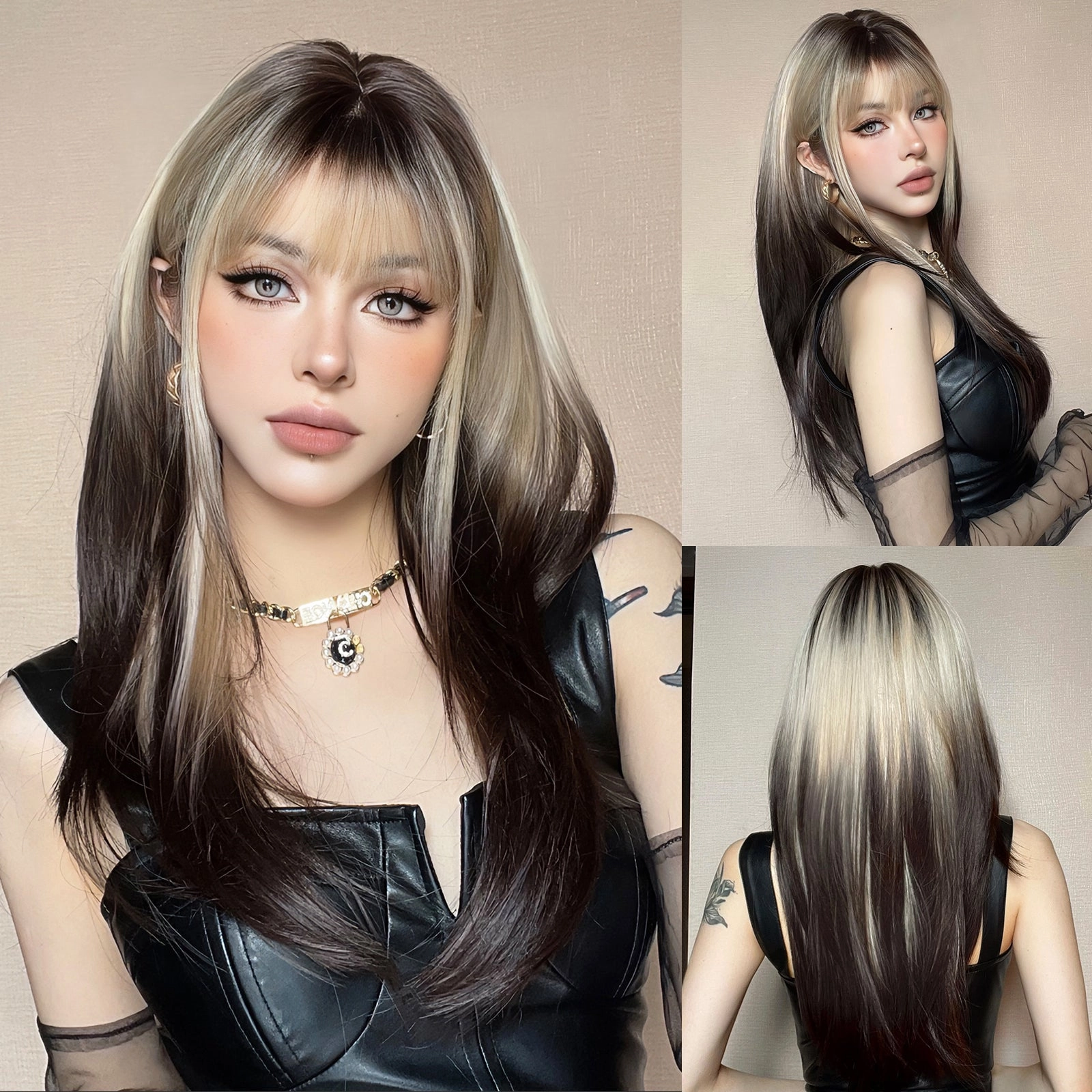 Black and Platinum Blonde Split Wig - MARKETPLACE