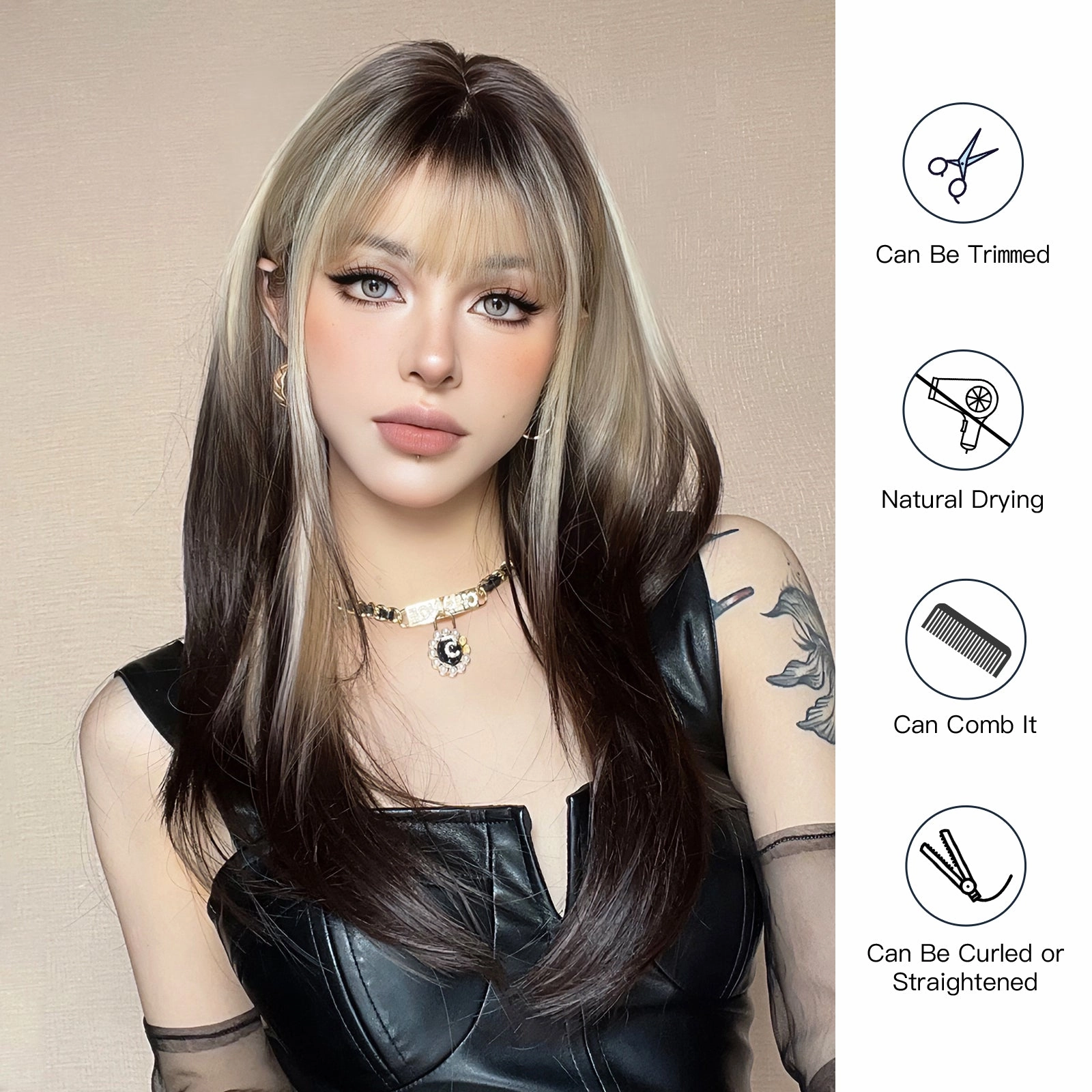 Black and Platinum Blonde Split Wig - MARKETPLACE