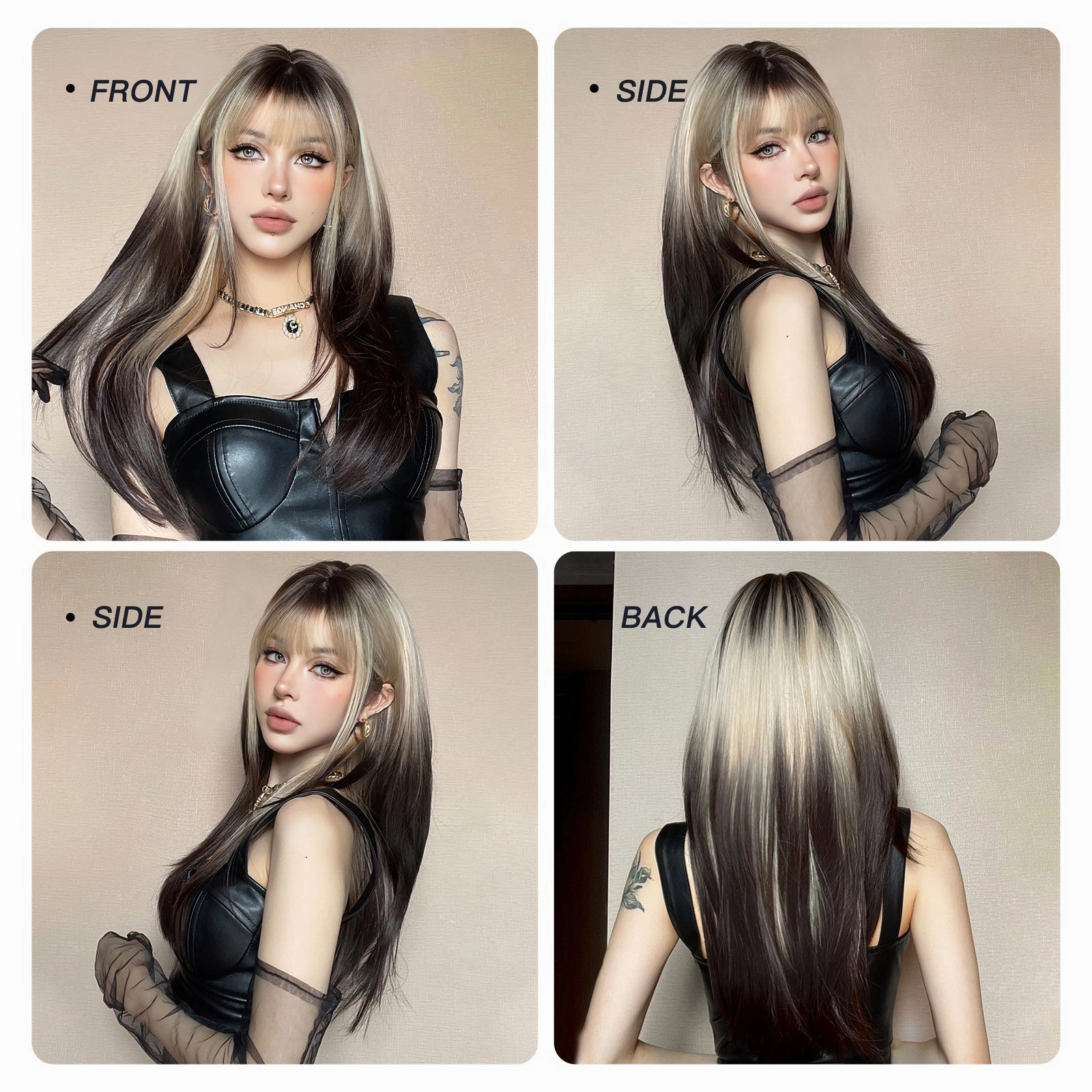 Black and Platinum Blonde Split Wig - MARKETPLACE