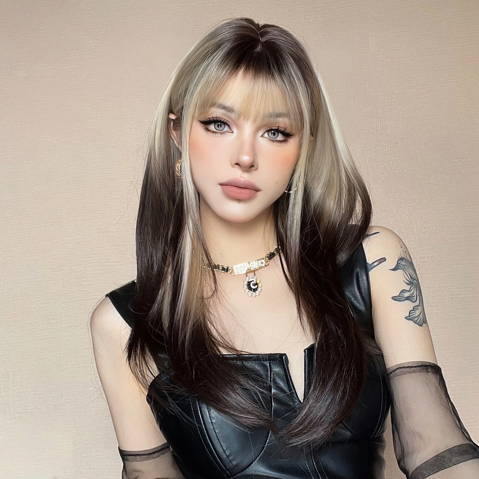 Black and Platinum Blonde Split Wig - MARKETPLACE