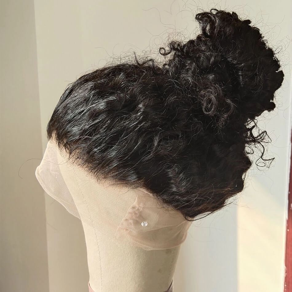 Black Curly Hair 360 Lace Front Wigs 100% Real Human Hair Wig Pre Plucked With Baby Hair-GeetaHair
