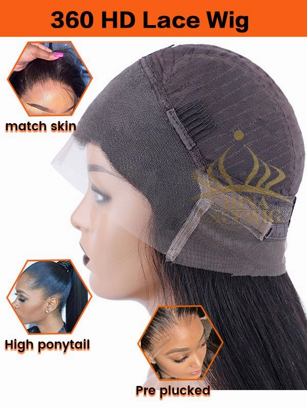 Black Friday 24hrs shipping Chinalacewig 360 Undetectable HD Lace Deep Curly Wig Pre-plucked Hairline BK05