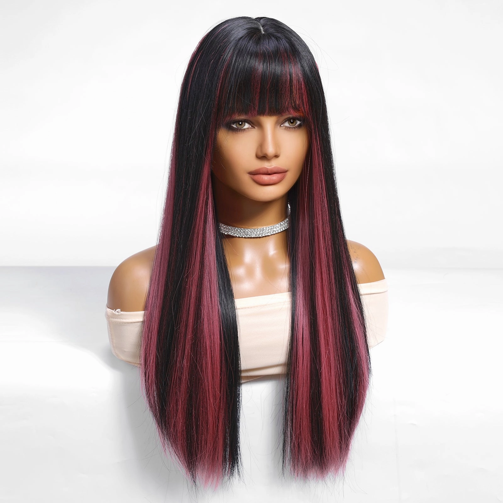 Black Highlight Pink Wig - MARKETPLACE