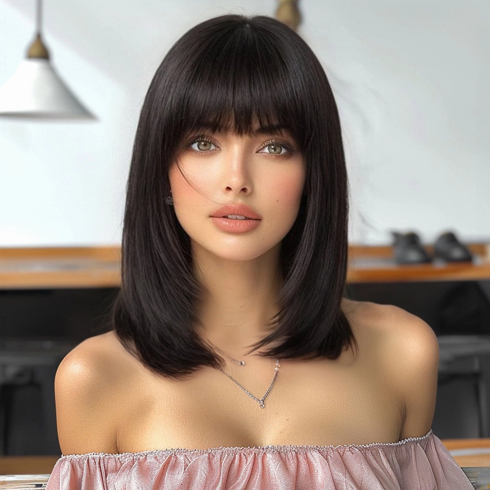 Black Mid-Length Wig- MARKETPLACE