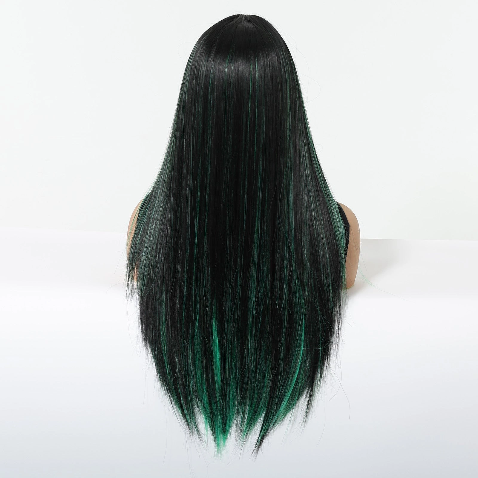 Black Wig with Emerald Green Face-Framing Highlights Wig - MARKETPLACE