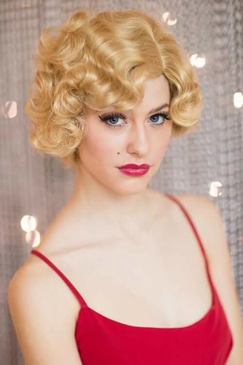 Blonde 1920s 1930s style wig, short with finger waves: Diva