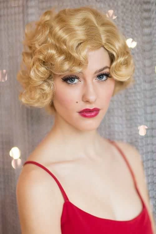 Blonde 1920s 1930s style wig, short with finger waves: Diva