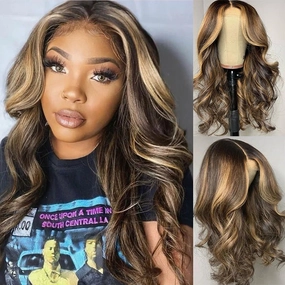 Blonde Balayage on Dark Brown Hair Body Wave Lace Front Wig Highlight HD Transparent Human Hair Wigs