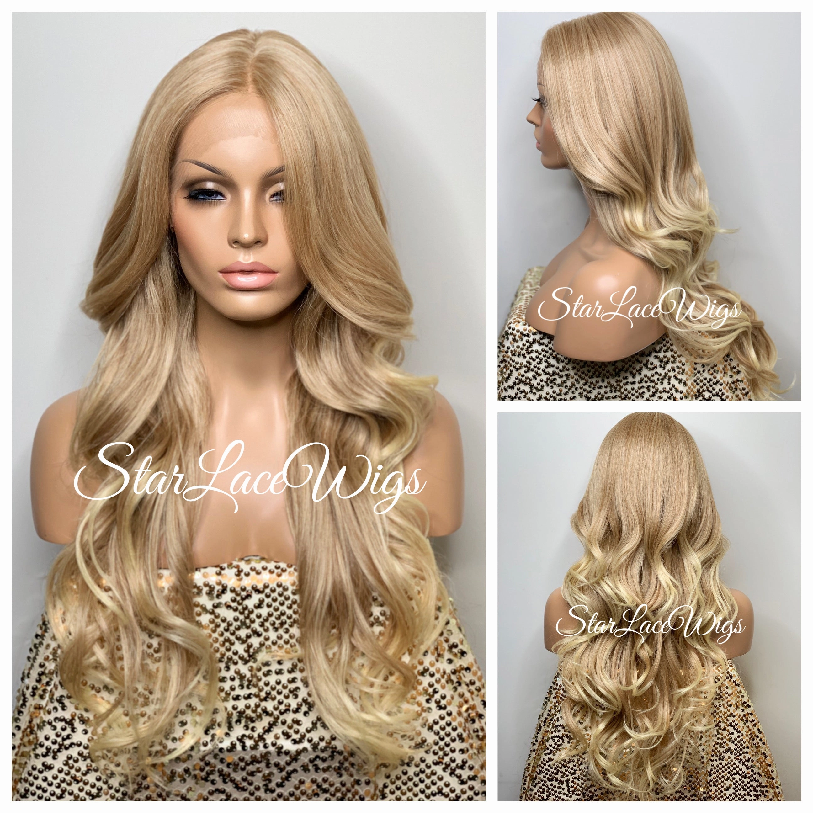 Blonde Lace Front Wig Loose Curls Layered Synthetic - Mary