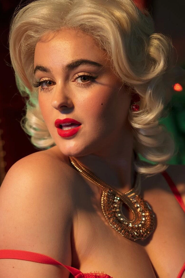 Blonde lacefront wig, pinup/vintage style, mid length with finger waves: Lucinda