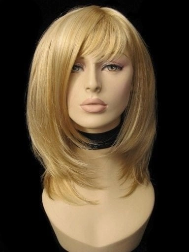 Blonde mid-length wig, face frame, layered style: Lilly