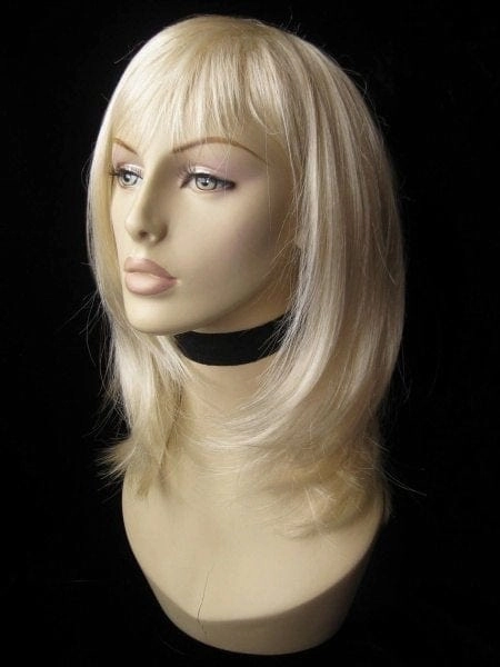Blonde mid-length wig, face frame, layered style: Lilly
