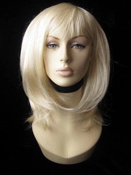 Blonde mid-length wig, face frame, layered style: Lilly