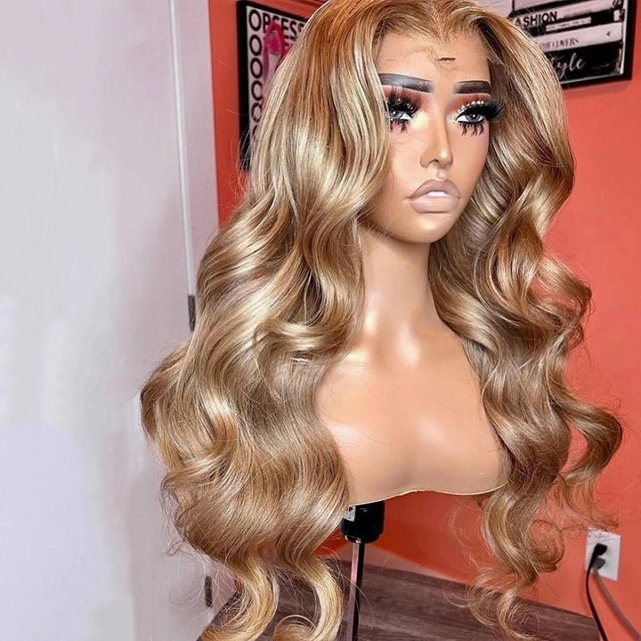 Blonde Ombre Hair Body Wave Lace Front Wig Colored Pre Plucked Glueless Hd Lace Human Hair Wigs
