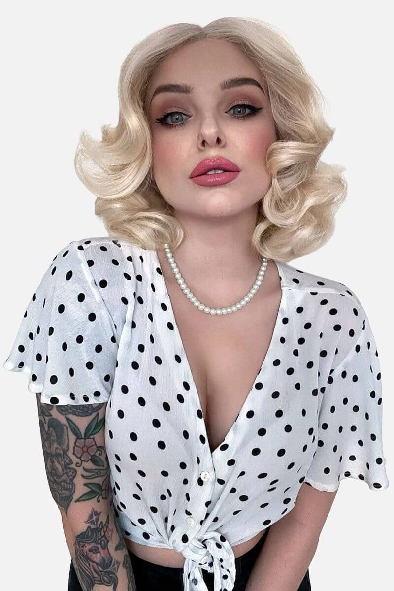 Blonde pinup wig, lace front, vintage style: Marilyn
