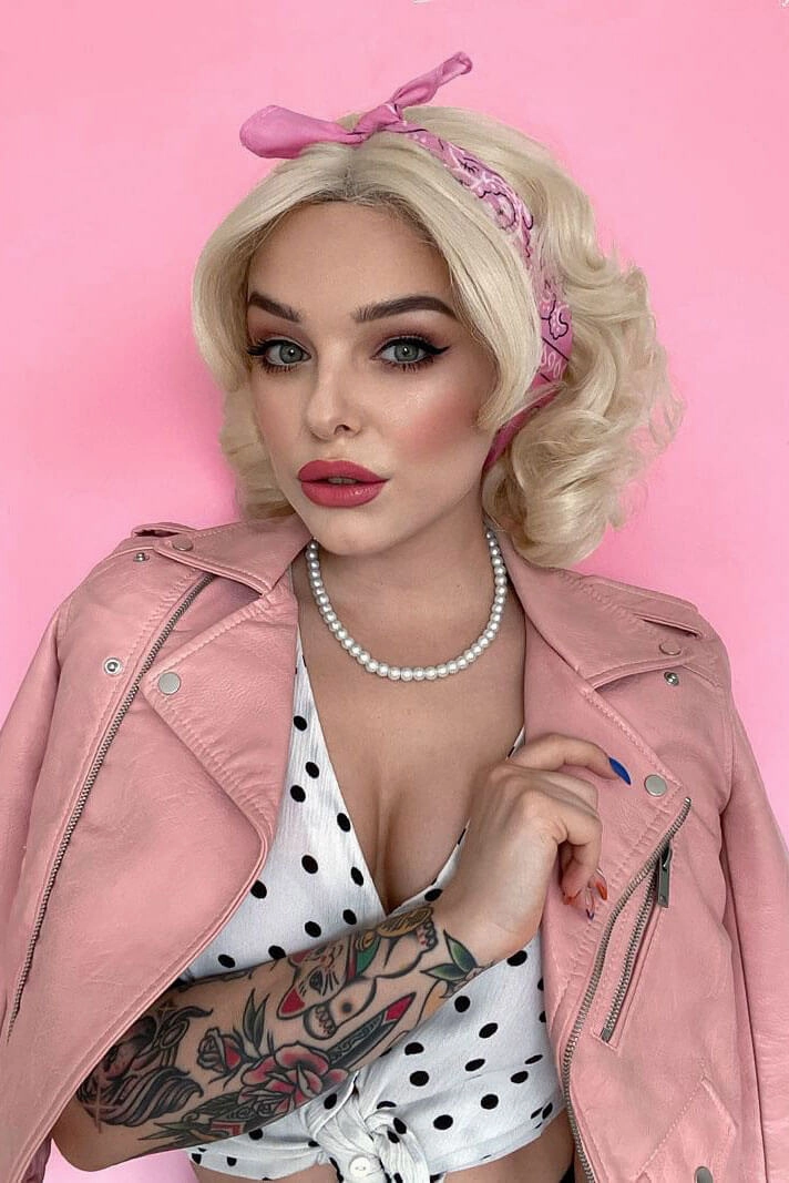 Blonde pinup wig, lace front, vintage style: Marilyn