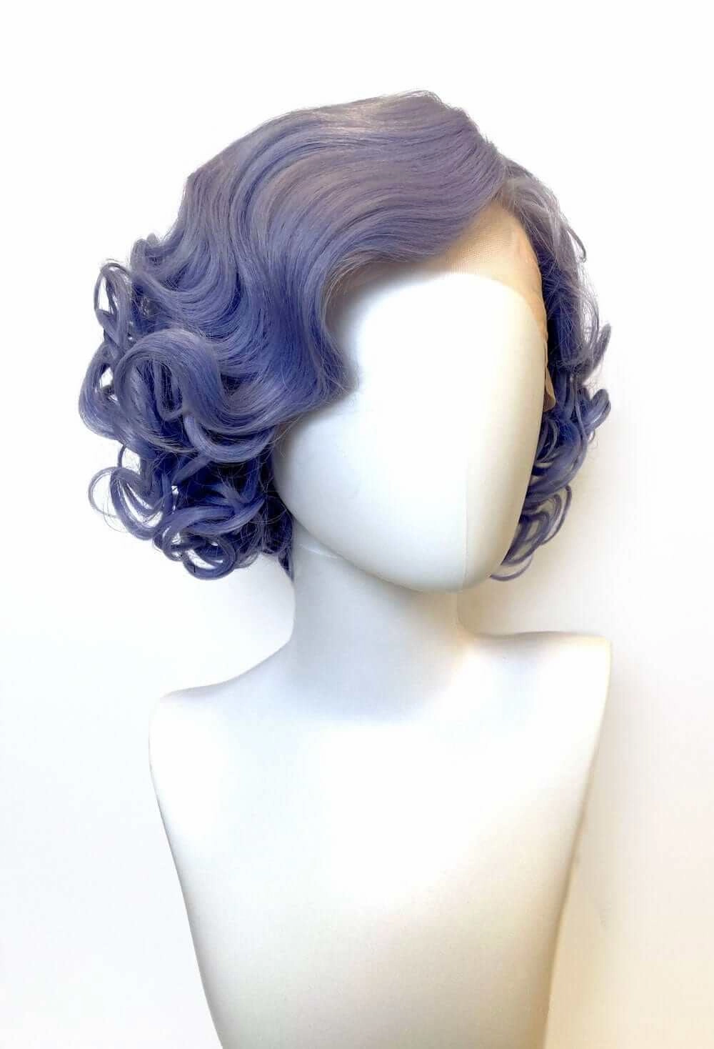 Blue pinup wig, lace front, vintage style: Leanora