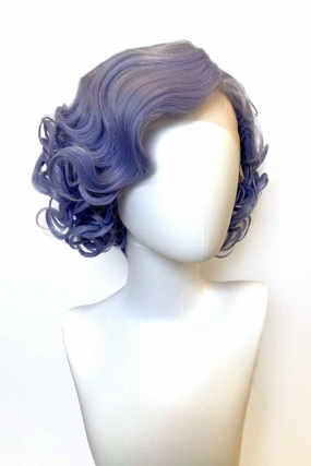 Blue pinup wig, lace front, vintage style: Leanora