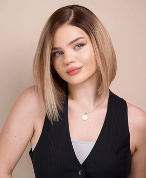 bob human wig - 10 rooted ash blonde.