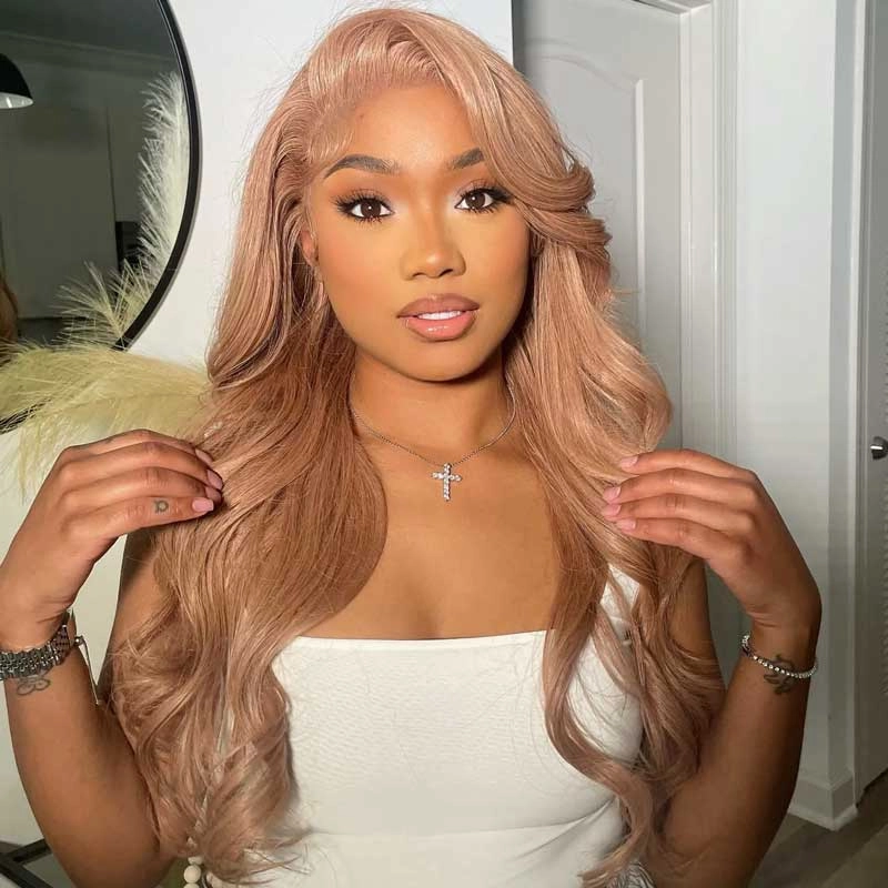 Body Wave Light Flaxen Brown Human Hair Wigs 13x4 Lace Front Cozy Blonde Glueless Wigs 250% Density