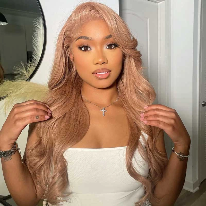 Body Wave Light Flaxen Brown Human Hair Wigs 13x4 Lace Front Cozy Blonde Glueless Wigs 250% Density