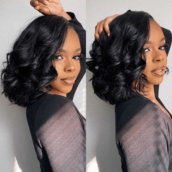 Body Wave Pre Plucked 4x4/13x4 HD Lace Closure Bombshell Curls Human Hair Bob Wigs-Geeta Hair