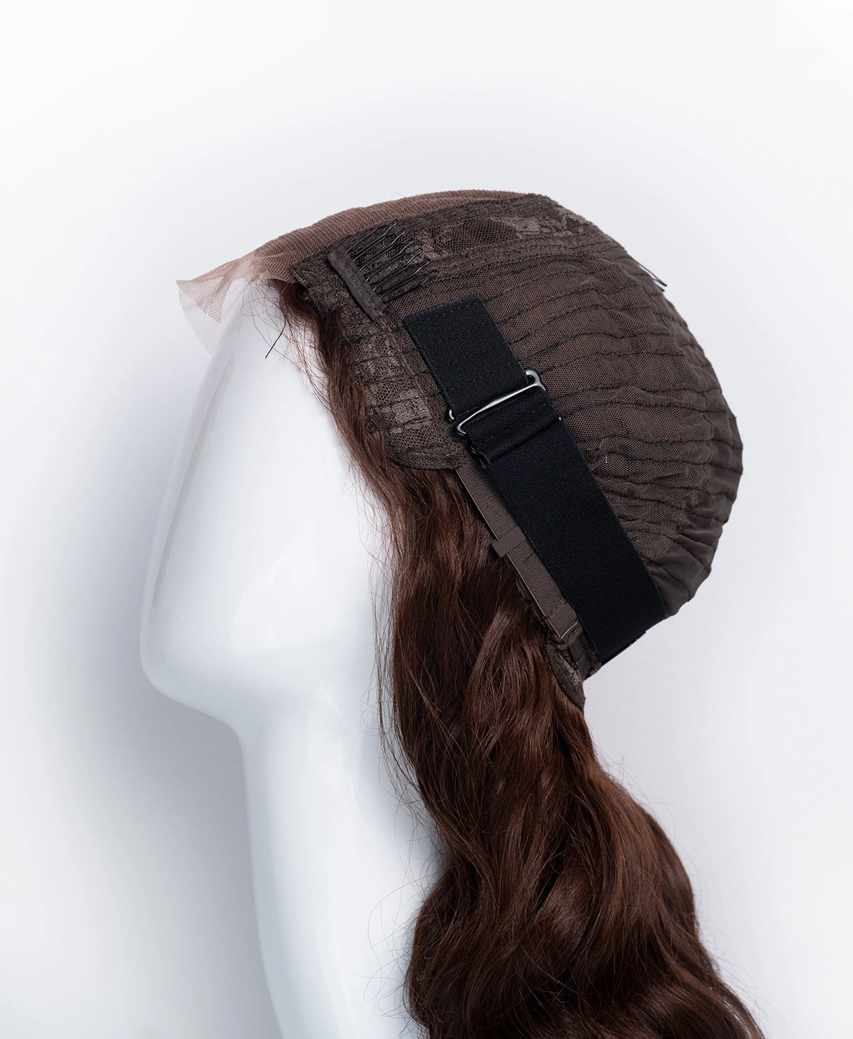 bouncy curls human wig - 16" medium brown.